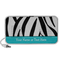 Turquoise Blue Zebra Doodle Speakers Personalized