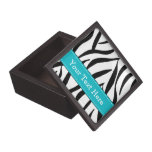 Turquoise Blue Zebra Print Skin Gift Box Premium Jewelry Box