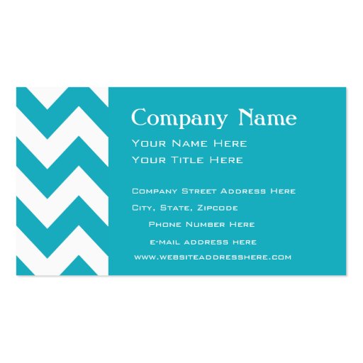 Turquoise Bold Chevron Monogram Business Card (back side)