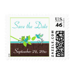 Turquoise Brown Green Save the Date Postage postage