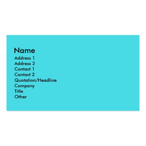 Turquoise Business Cards (front side)