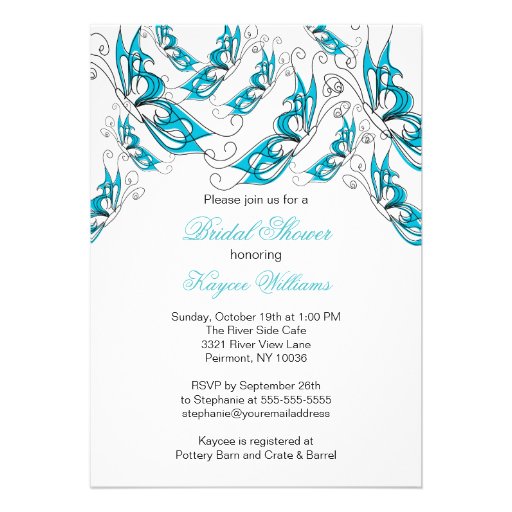 Turquoise Butterflies Bridal Shower Invitation