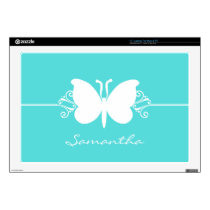 Turquoise Butterfly Swirls Laptop Skin
