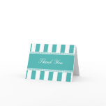 Turquoise Cafe Stripes Thank You Note Card