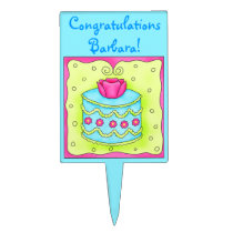 Turquoise Cake & Rose Cake Topper Personalized cake picks