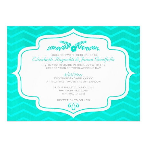 Turquoise Chevron Wedding Invitations