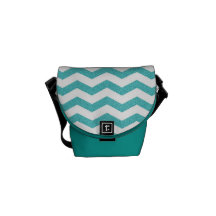 Turquoise chevron zig zag textured zigzag pattern courier bag