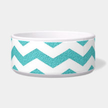 Turquoise chevron zig zag textured zigzag pattern dog bowl