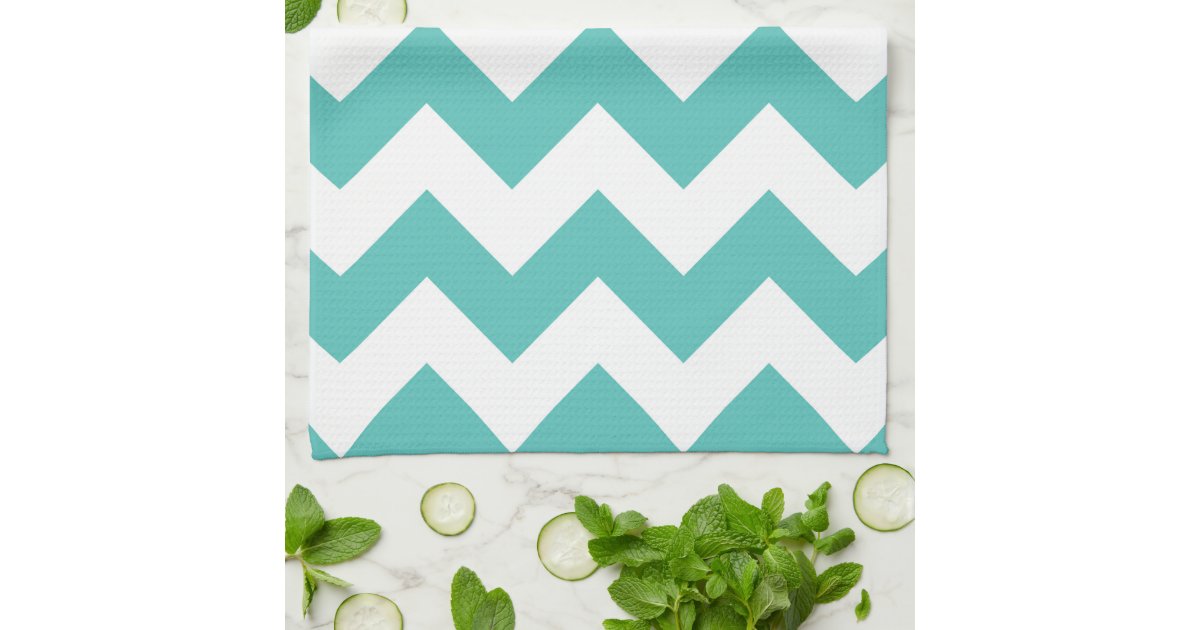 Turquoise Chevron Zigzag Kitchen Towels Zazzle