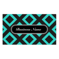 Turquoise Chic Graphic Square Pattern Business Cards