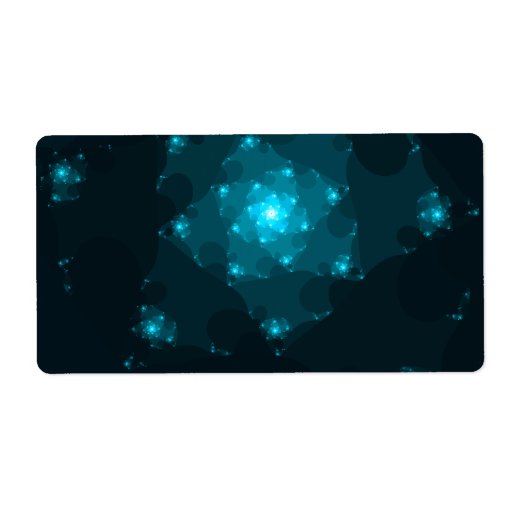 Turquoise Color Abstract Fractal. Shipping Label