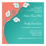 Turquoise, Coral, & White Wedding Invitation