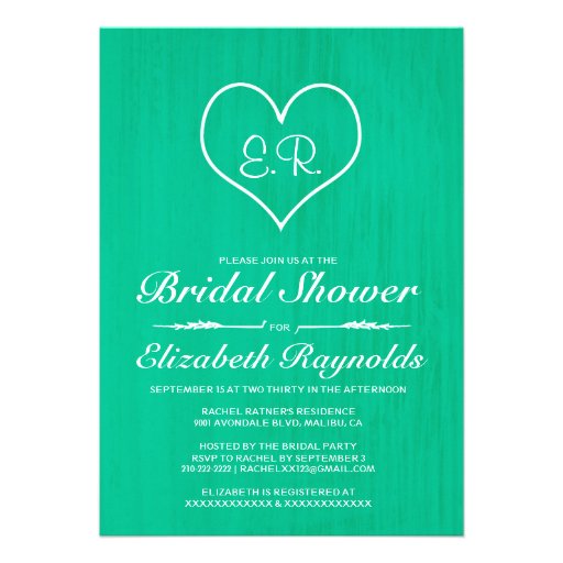 Turquoise Country Bridal Shower Invitations