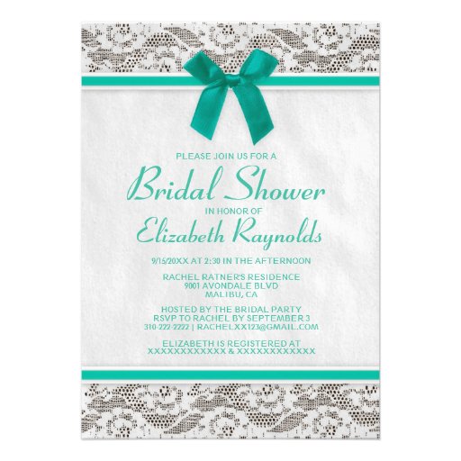 Turquoise Country Lace Bridal Shower Invitations