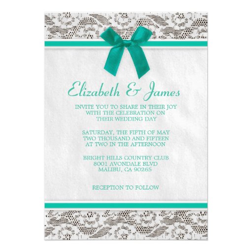 Turquoise Country Lace Wedding Invitations