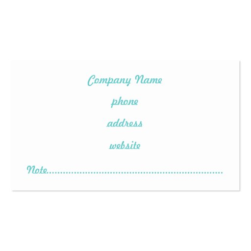 Turquoise Cream Business Card (back side)