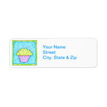 Turquoise Cupcake Return Address Label labels