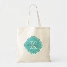 Turquoise Custom Personalized Monogram Tote Bags