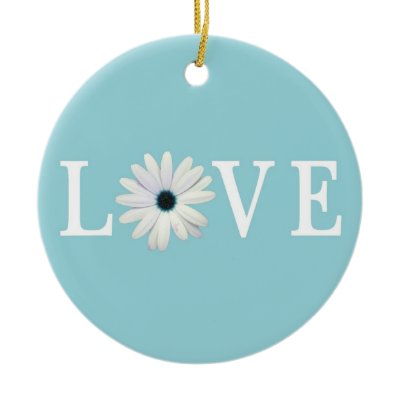 Turquoise Daisy Love Ornament