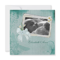 Turquoise Daisy Photo Card invitations