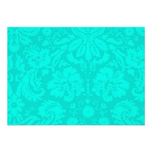 Turquoise Damask Bridal Shower Invitations
