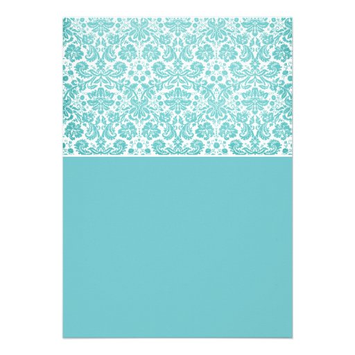 Turquoise Damask First Communion Inviation Invitation