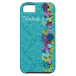 Turquoise Damask & Flowers iPhone 5 Case