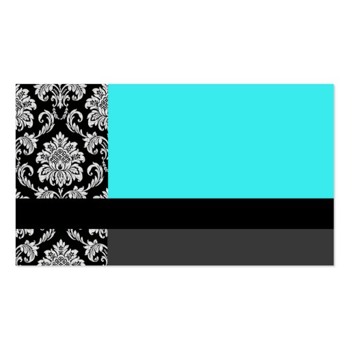 Turquoise Damask Wedding Placecards Business Card Template (back side)