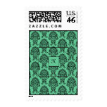Turquoise Damask Wedding Postage