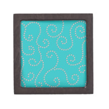 Turquoise diamond swirls premium trinket box