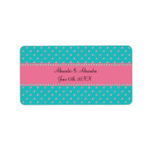 Turquoise diamonds wedding favors address label