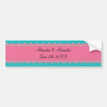 Turquoise diamonds wedding favors bumper sticker