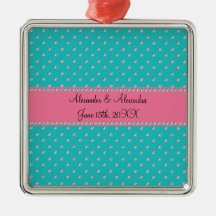 Turquoise diamonds wedding favors christmas tree ornaments