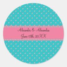 Turquoise diamonds wedding favors sticker