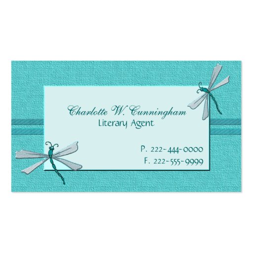 Turquoise Dragonflies Custom Business Card