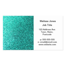 Turquoise faux glitter graphic business cards