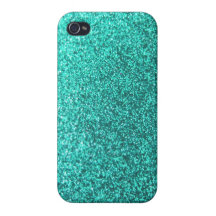 Turquoise faux glitter graphic iPhone 4/4S case