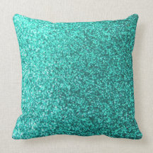 Turquoise faux glitter graphic throw pillow