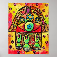 Turquoise Fish Hamsa Poster