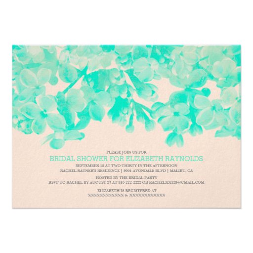 Turquoise Floral Bridal Shower Invitations