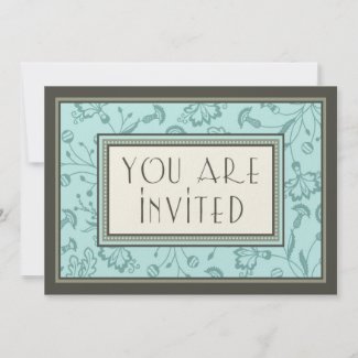 Turquoise Floral Invitation Card zazzle_invitation