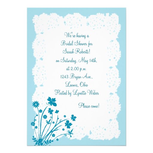 Turquoise Floral Lace Doily Bridal Shower Invite