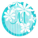 Turquoise Floral Monogram Seal Sticker
