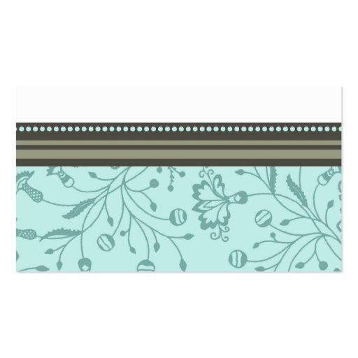 Turquoise Floral Wedding Favor Tags Business Card Templates (back side)
