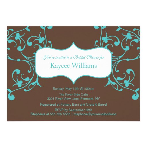 Turquoise Flourish Bridal Shower Invitation