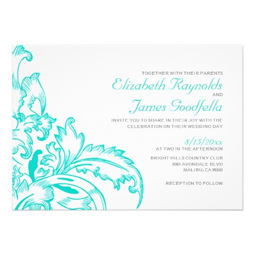 Turquoise Flourish Wedding Invitations