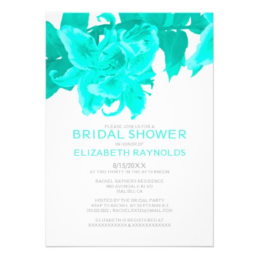 Turquoise Flower Bridal Shower Invitations