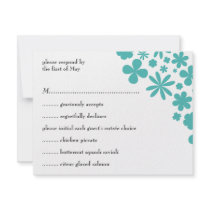 Turquoise Flower Power Response/Menu Card invitations by hummingbirdcake Turquoise Flower Power Response/Menu Card invitations