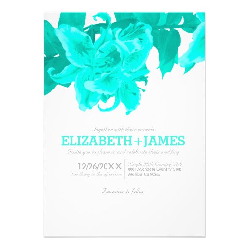 Turquoise Flower Wedding Invitations