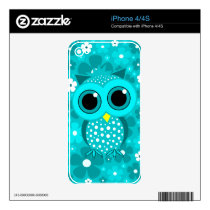 turquoise flowers and owl iphone 4 decals